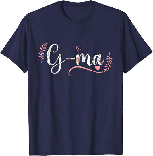 G-Ma Floral Grandma Christmas Mother's Day Grandparents T-Shirt - T-Shirt | Navy