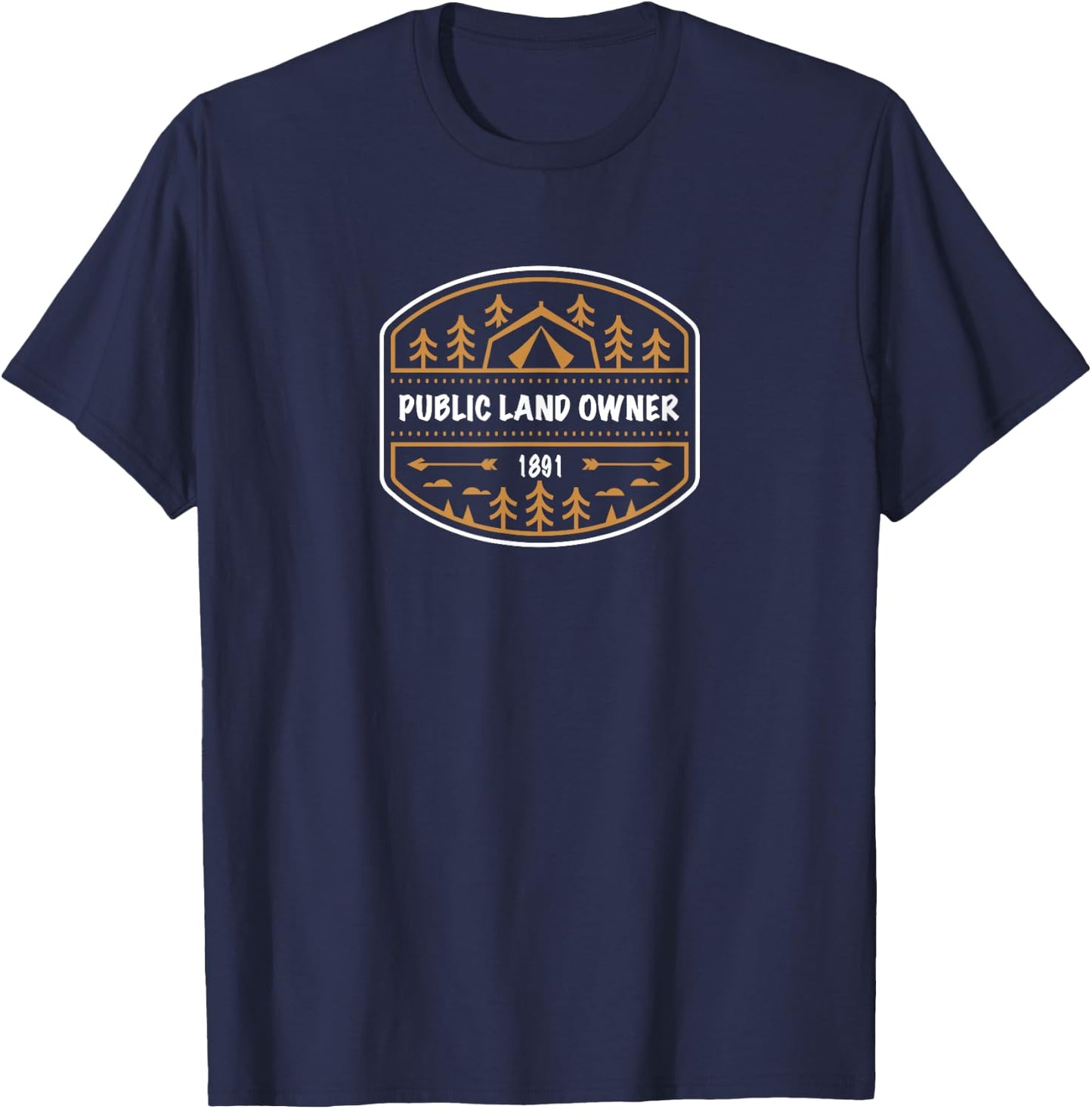 LIFE THREATENING LIFESTYLE Adult Modern Black Cotton Blend Short Sleeve - Small - Nature Camper T-Shirt - T-Shirt | Navy