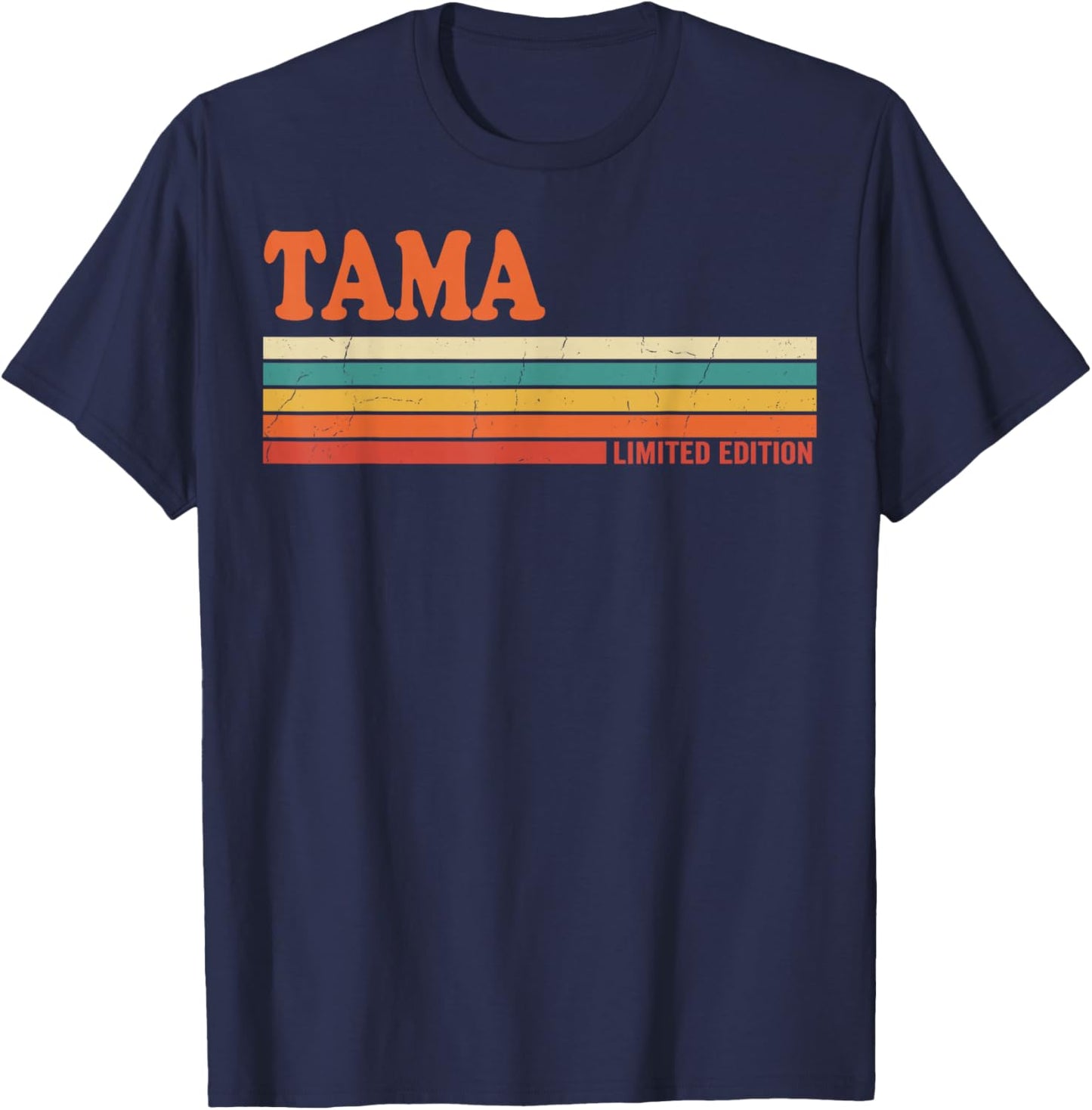 TAMA Retro Personalized First Name Vintage Stripes T-Shirt - T-Shirt | Navy