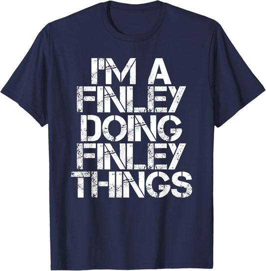 FINLEY Funny Surname Family Tree Birthday Reunion Gift T-Shirt - T-Shirt | Navy