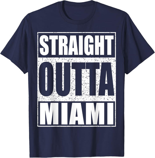 Straight Outta Miami Patriotic Florida Shirt T-Shirt - T-Shirt | Navy