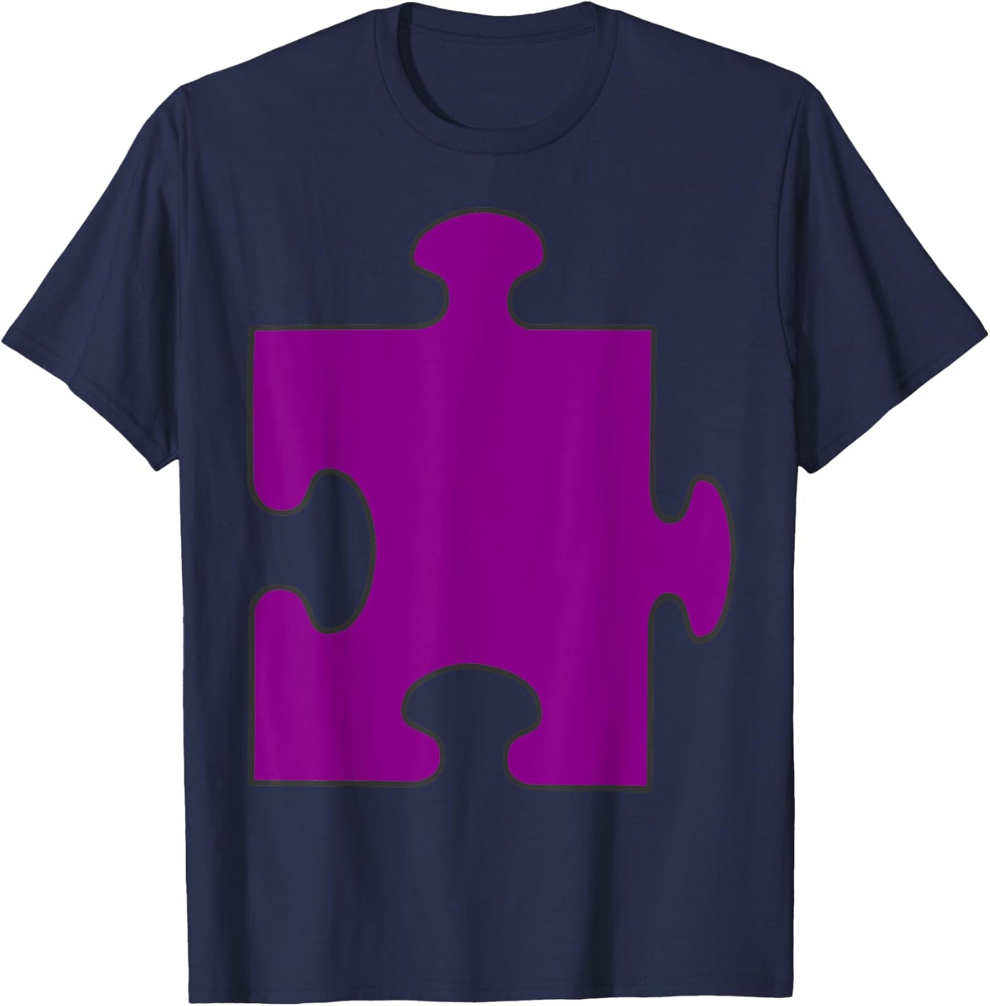 Halloween Couple Costumes - Purple Puzzle Piece Costume T-Shirt - T-Shirt | Navy