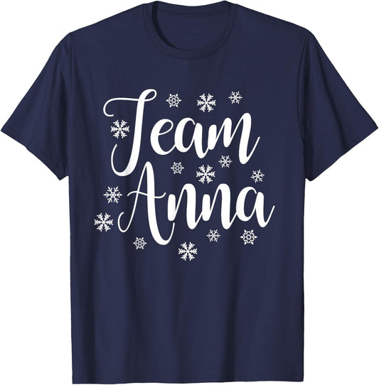 TEAM ANNA with snowflakes T-Shirt - T-Shirt | Navy