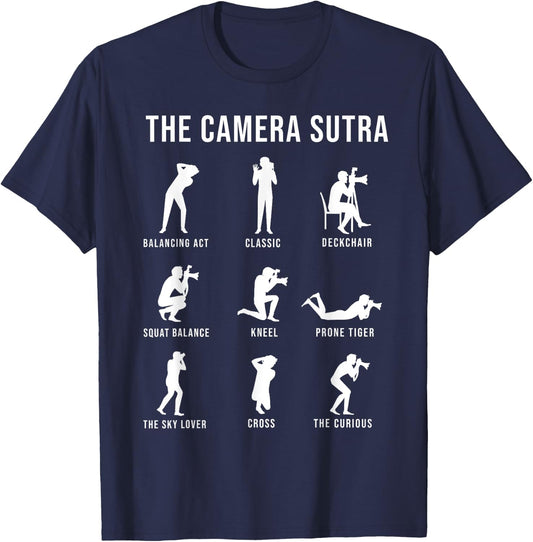 The Camera Sutra | Funny Photographer Poses | Photo T-Shirt - T-Shirt | Navy