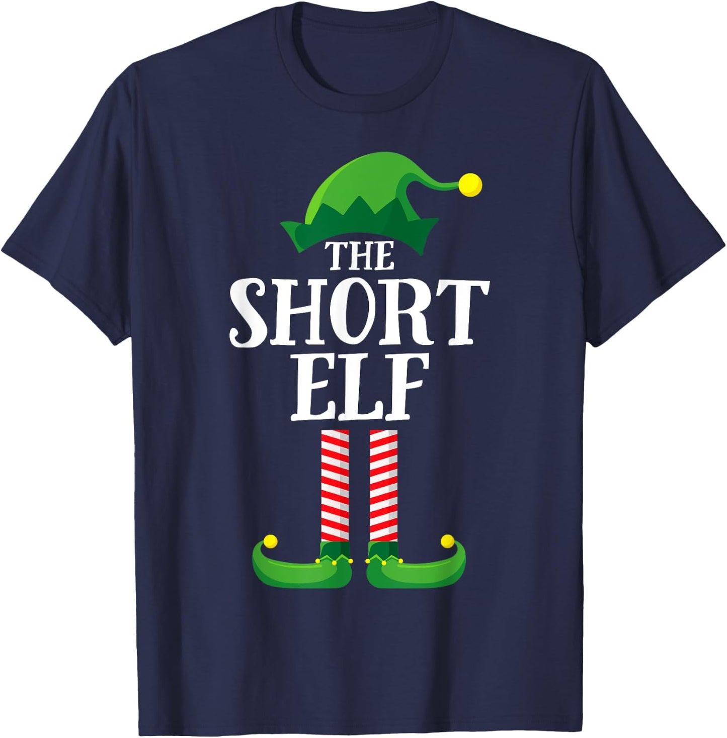 Short Elf Matching Family Group Christmas Party Pyjamas T-Shirt - T-Shirt | Navy