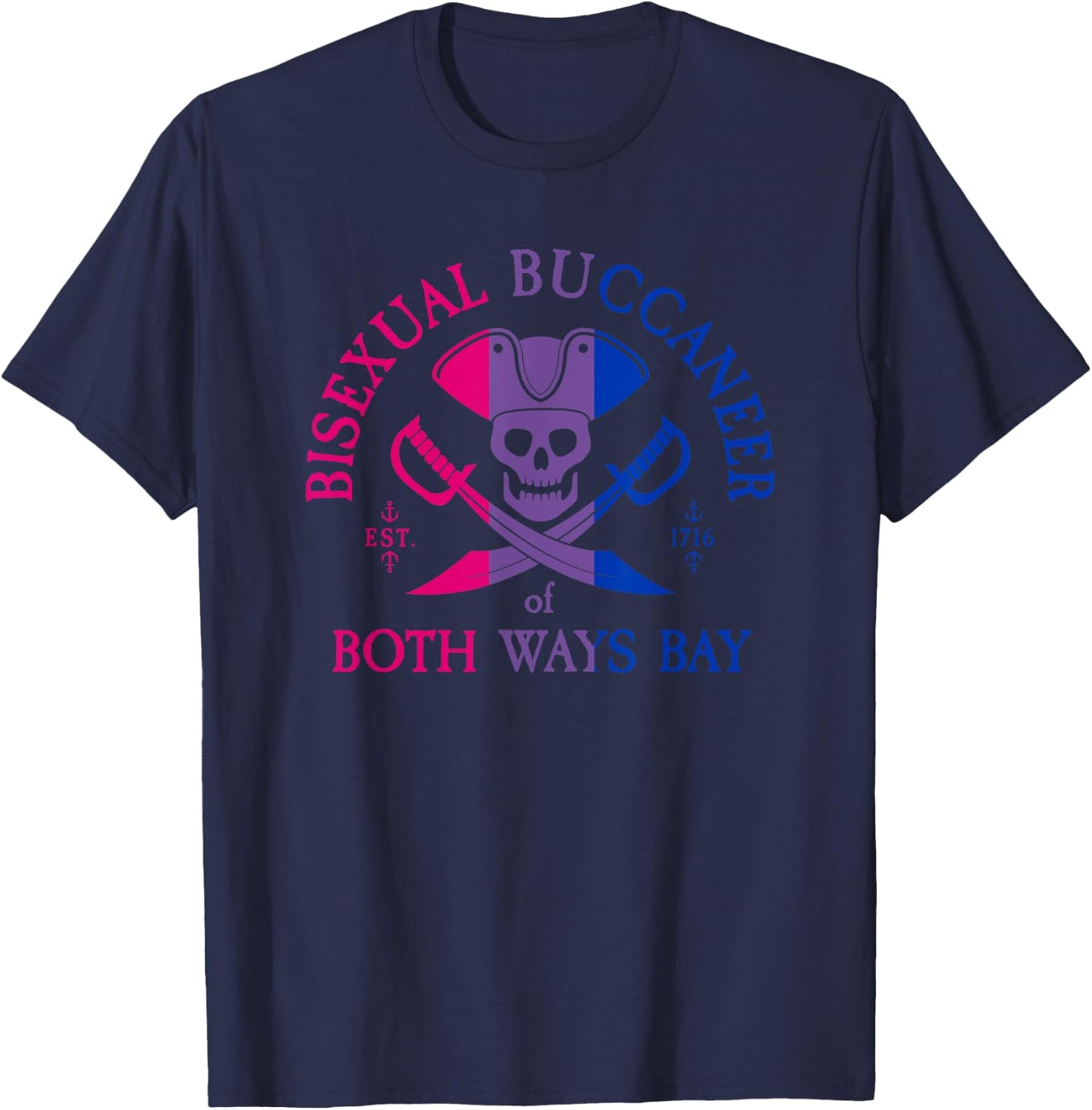 Bisexual Buccaneer of Both Ways Bay Bi Pride Shirt T-Shirt - T-Shirt | Navy