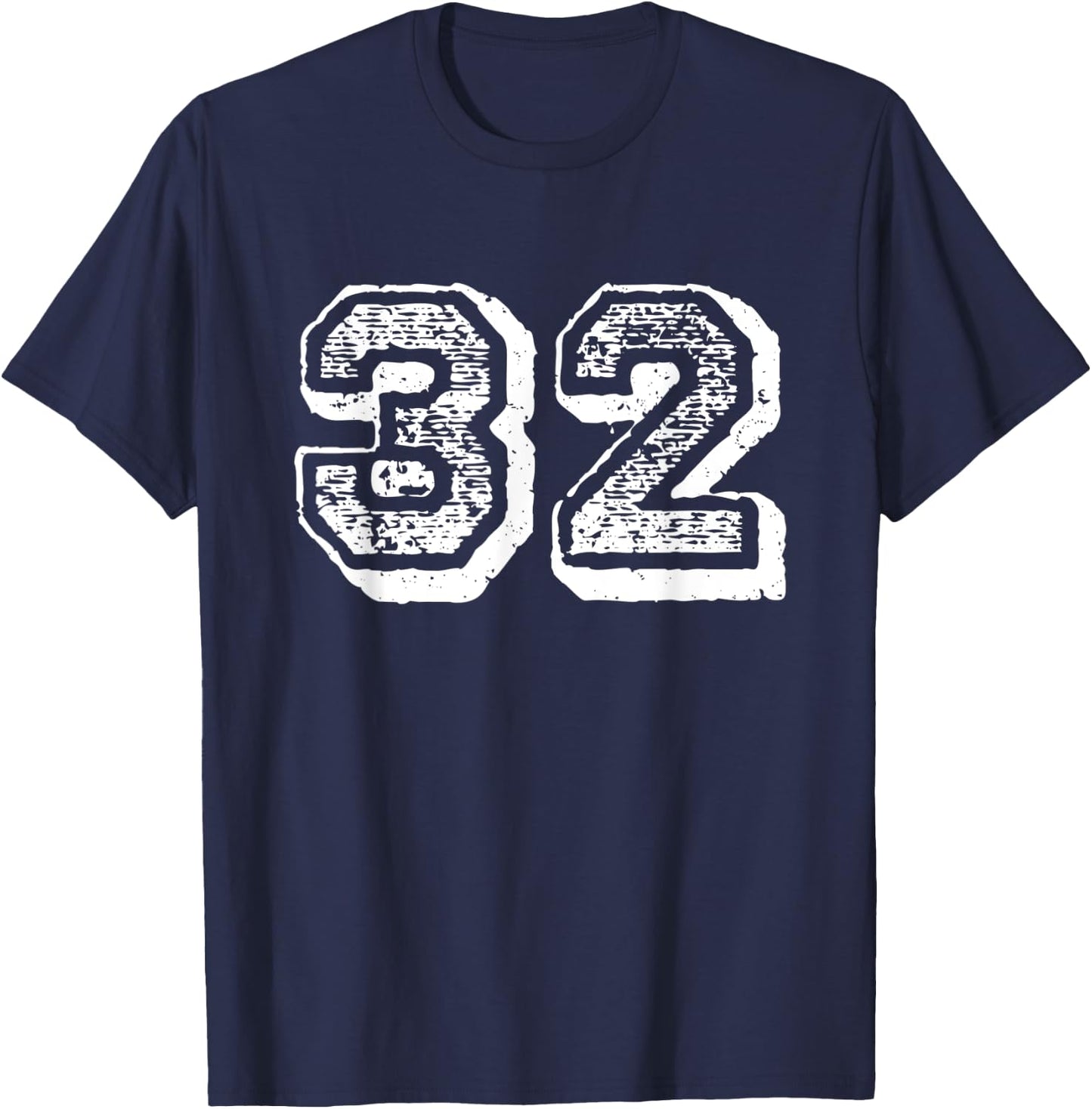 Number 32 Sports Jersey Player #32 Fan FRONT Print Vintage T-Shirt - T-Shirt | Navy
