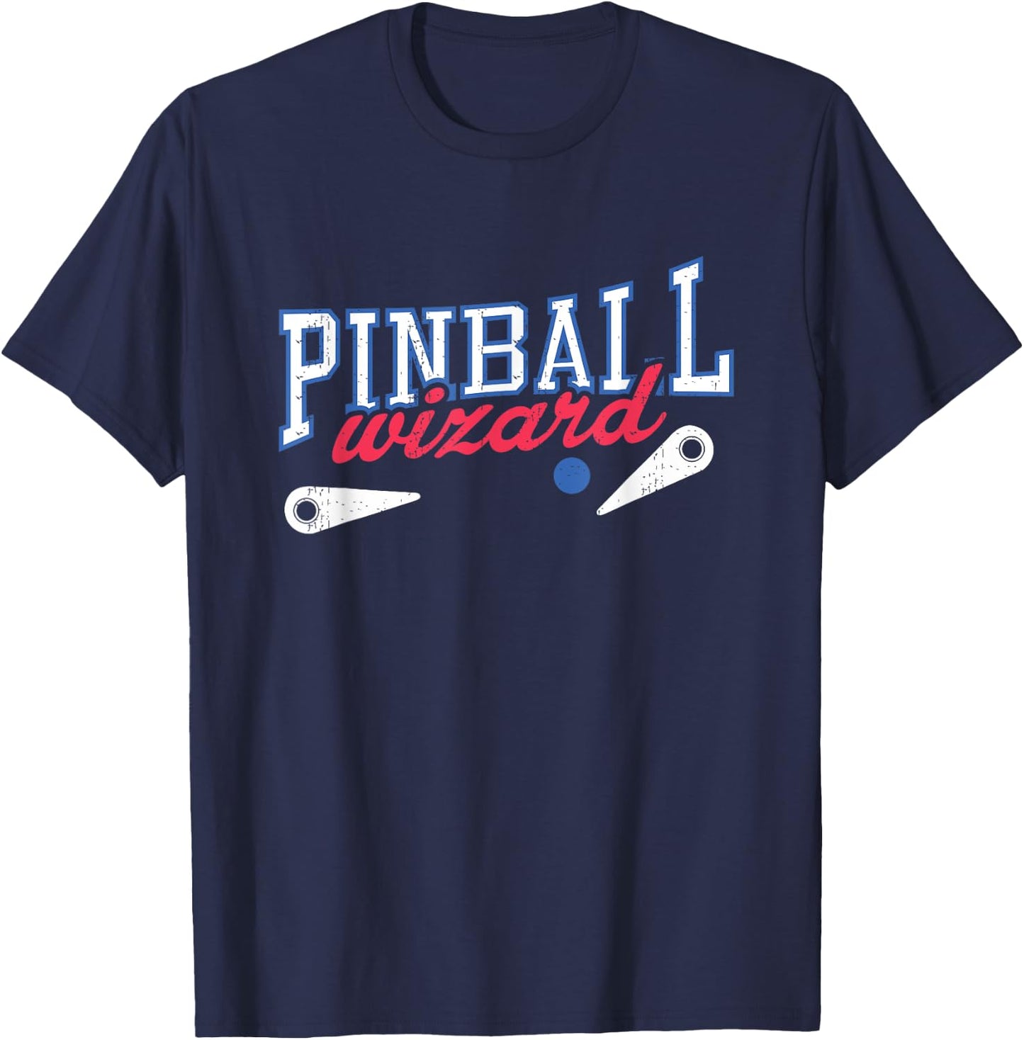 Retro Pinball Wizard Print Arcade Game Lover T Shirt T-Shirt - T-Shirt | Navy
