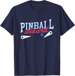 Retro Pinball Wizard Print Arcade Game Lover T Shirt T-Shirt - T-Shirt | Navy