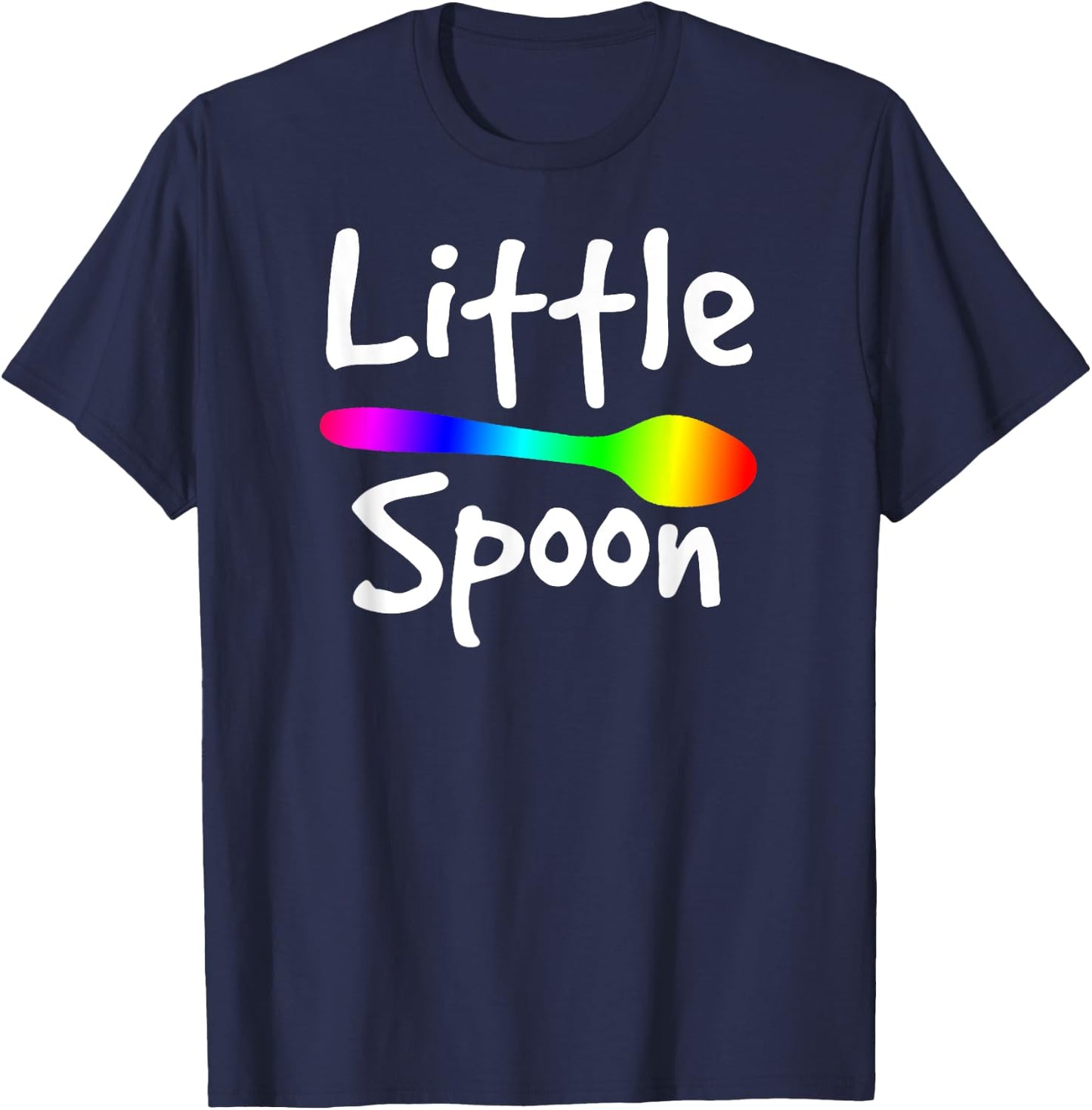 Rainbow Big Spoon Little Spoon Matching Gay Couple T-Shirt - T-Shirt | Navy