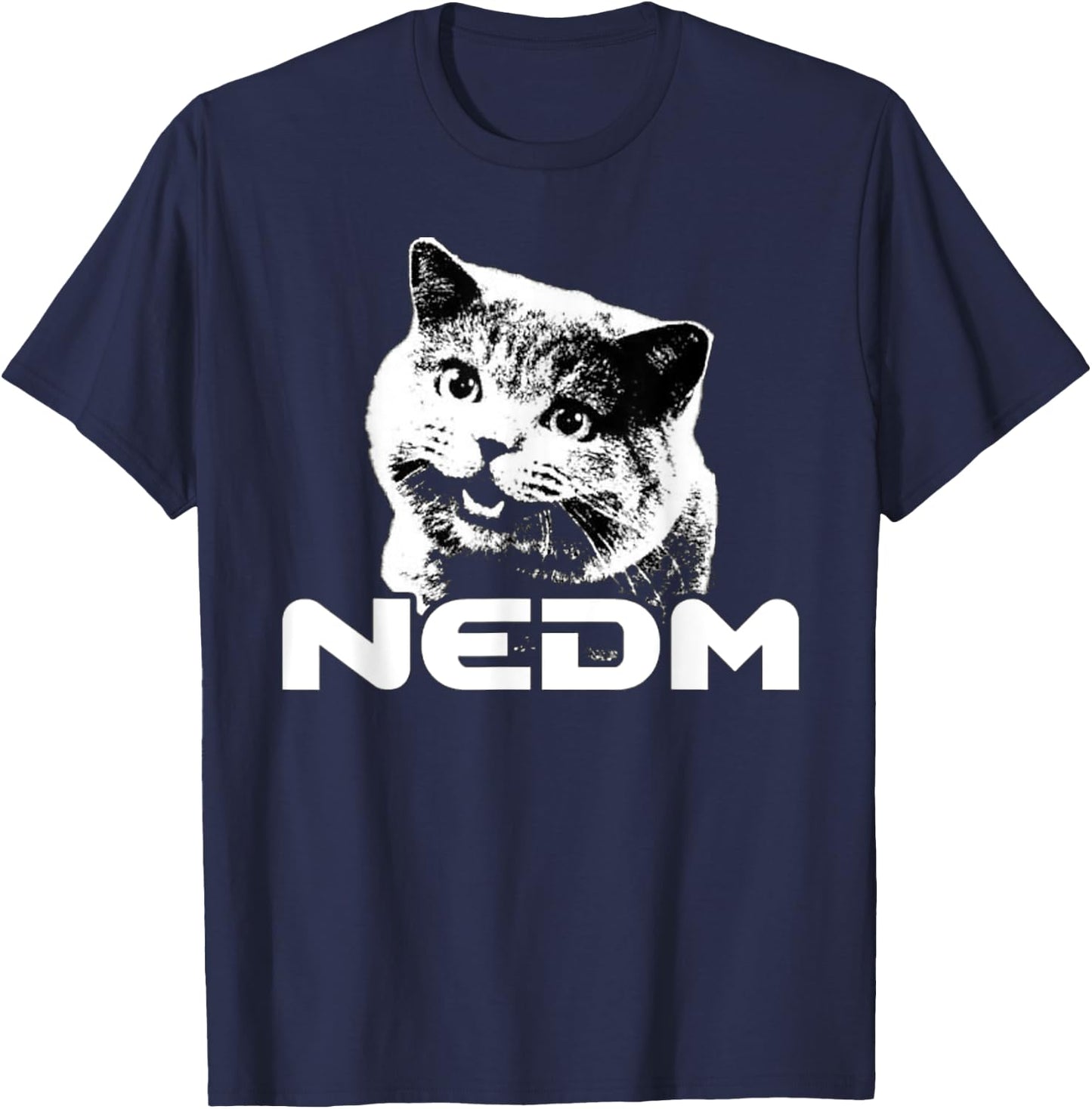 NEDM Not Even Doom Music Internet Cat Kitten Meme T-Shirt - T-Shirt | Navy