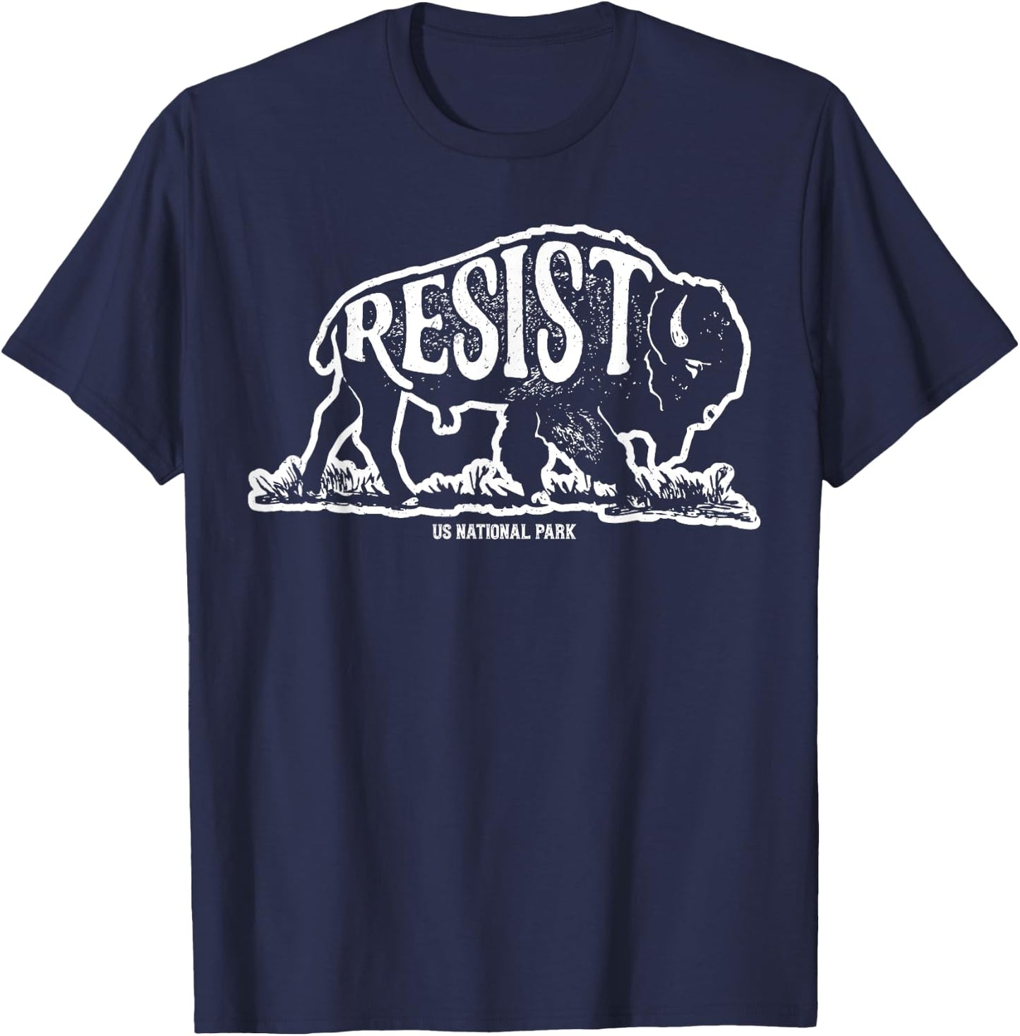 ALT US National Park Resist Service Bison Buffalo Vintage T-Shirt - T-Shirt | Navy