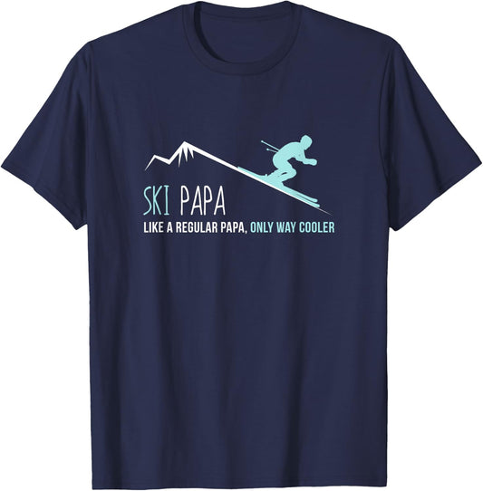 Ski Papa Shirt, Funny Cute Winter Skiing Gift T-Shirt - T-Shirt | Navy