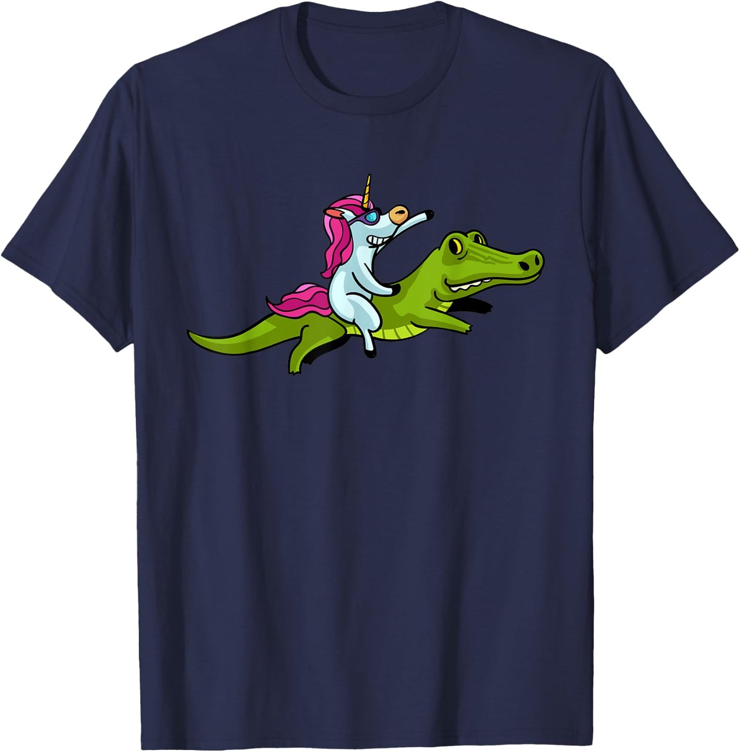 Alligator Unicorn Crocodile Gator Reptile Men Boys T-Shirt - T-Shirt | Navy