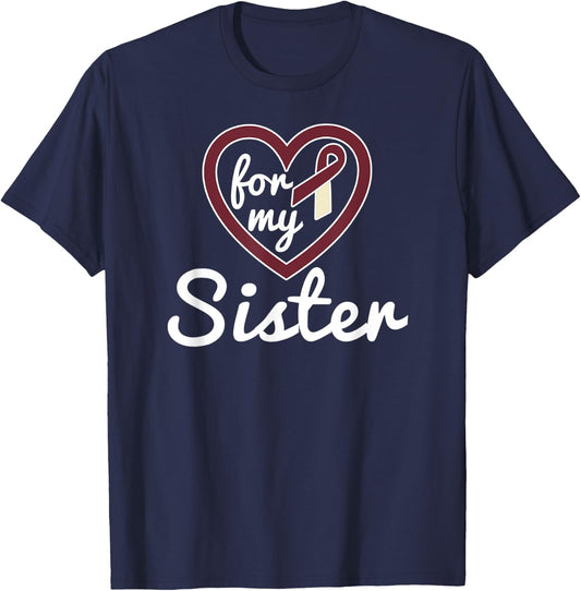 Throat Cancer Shirt Sister Awareness Ribbon T-Shirt - T-Shirt | Navy