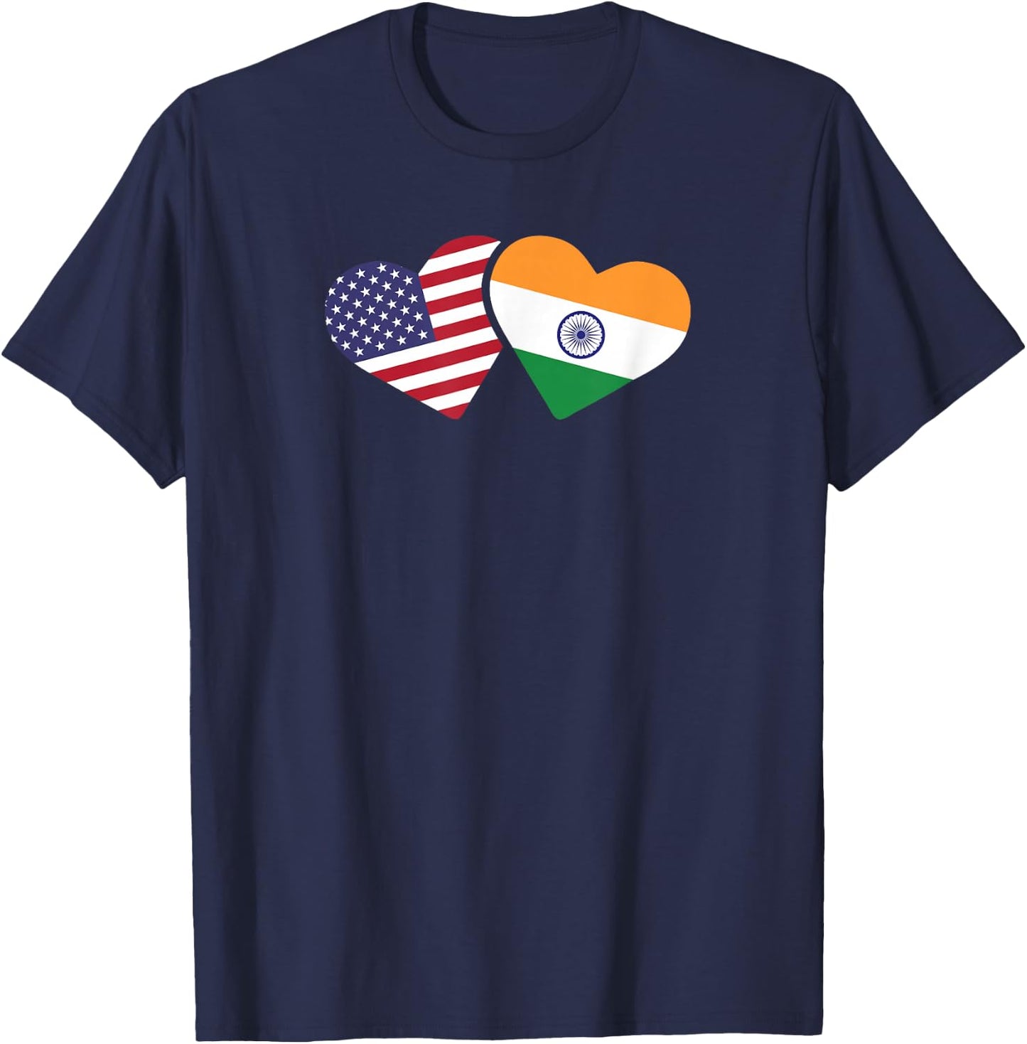 India USA Flag T Shirt Heart Indian American Love T-Shirt - T-Shirt | Navy