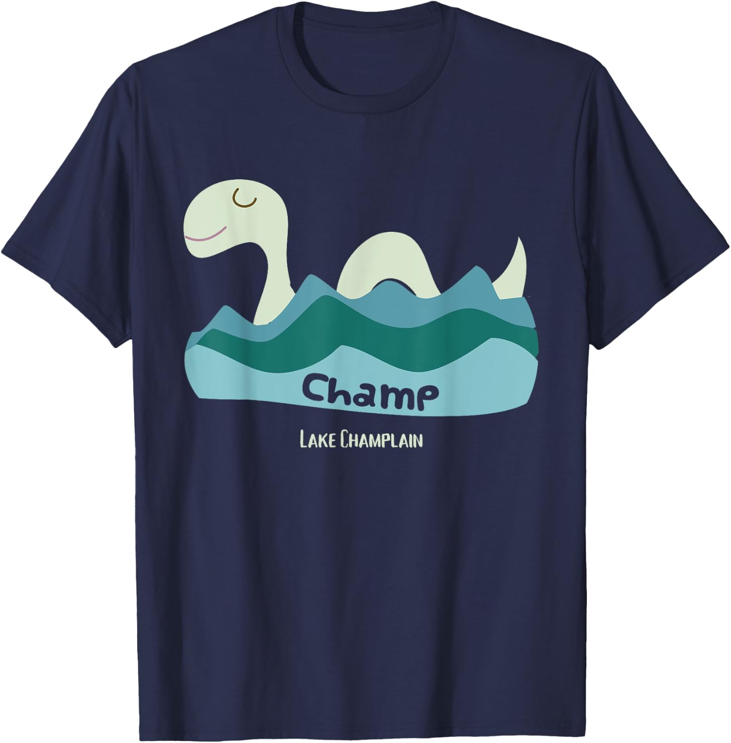 Champ Lake Champlain Lake Monster Cartoon Graphic T-Shirt - T-Shirt | Navy