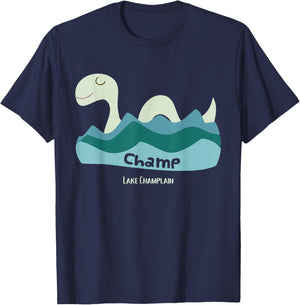 Champ Lake Champlain Lake Monster Cartoon Graphic T-Shirt - T-Shirt | Navy