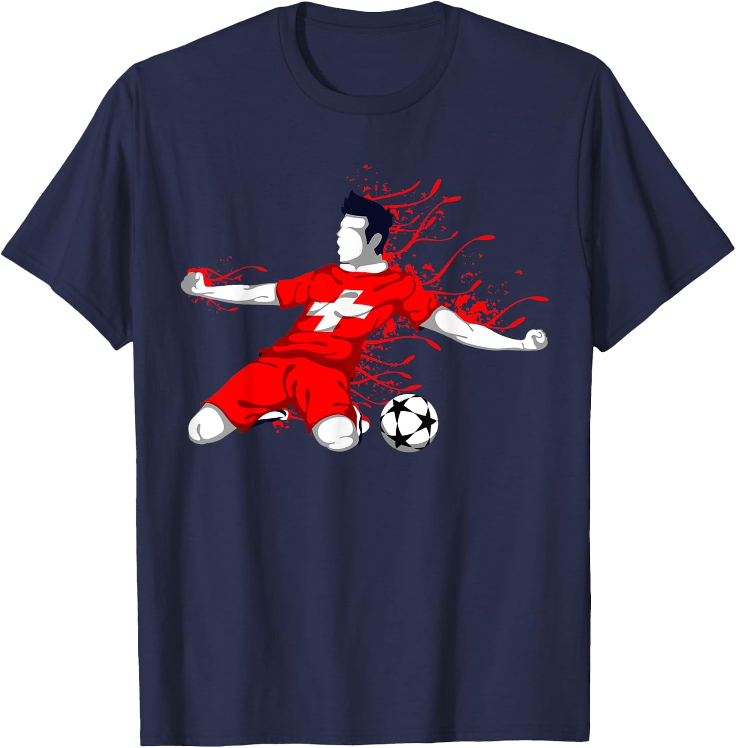 Switzerland Football Fans Jersey Swiss Soccer Lovers Sport T-Shirt - T-Shirt | Navy