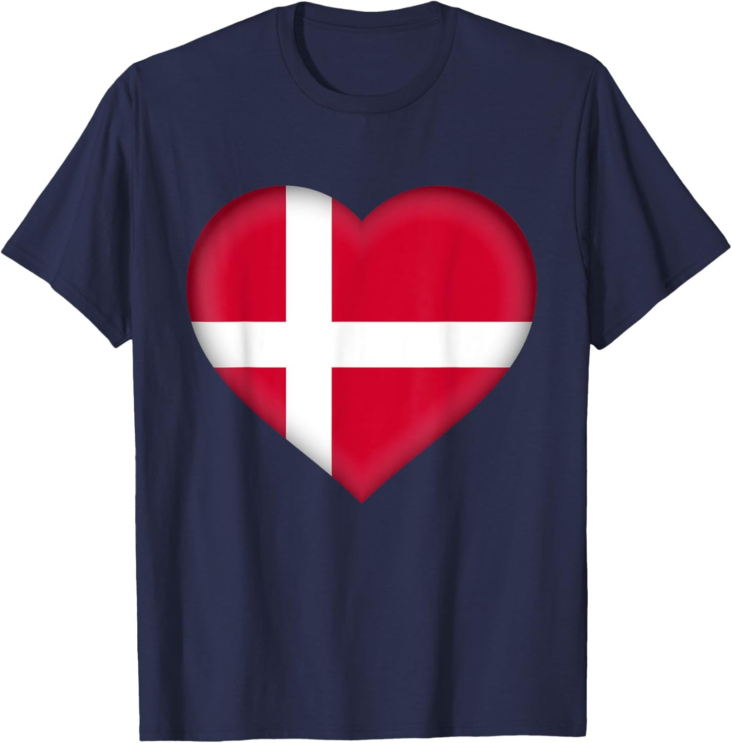 I Love Denmark | Danish Flag Heart Outfit T-Shirt - T-Shirt | Navy