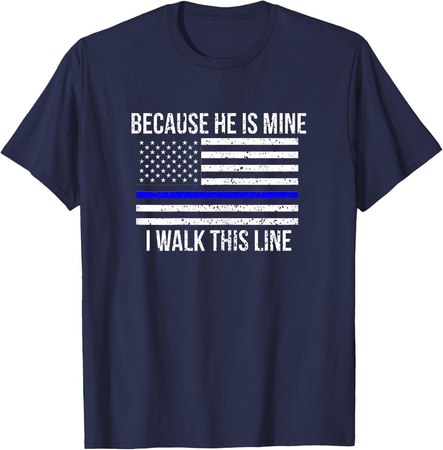American Flag Police Officer Wife Gift Shirt Girlfriend T-Shirt - T-Shirt | Navy