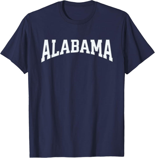 Vintage Alabama Arched Print Sports Fan Retro T-Shirt - T-Shirt | Navy