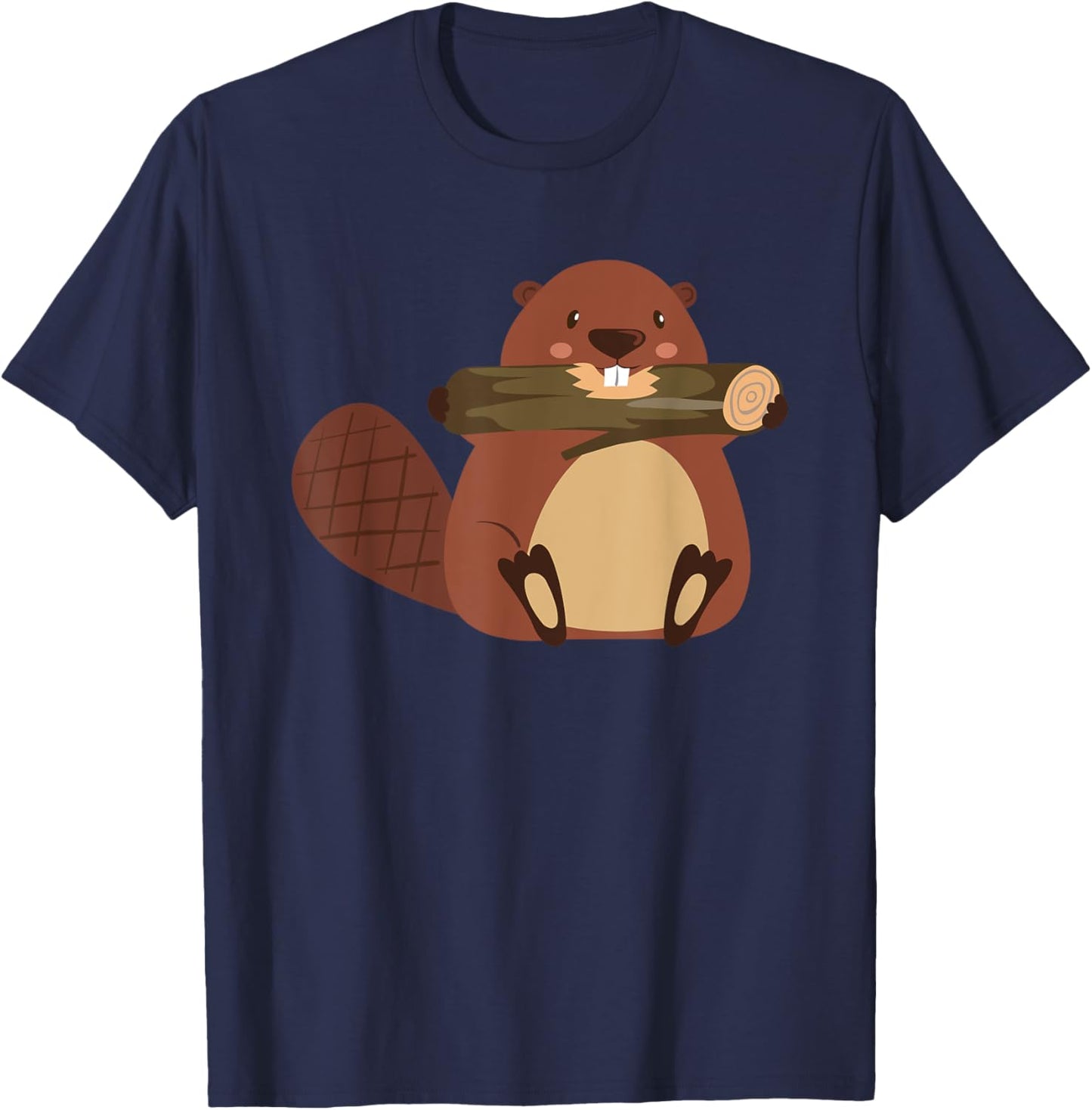 Kids Beaver Shirt For Boys Or Girls | Cute Beaver Gift T-Shirt - T-Shirt | Navy
