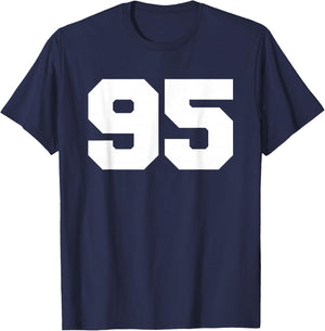Number 95 Sports Jersey Player #95 Fan FRONT Print Varsity T-Shirt - T-Shirt | Navy
