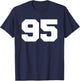Number 95 Sports Jersey Player #95 Fan FRONT Print Varsity T-Shirt - T-Shirt | Navy