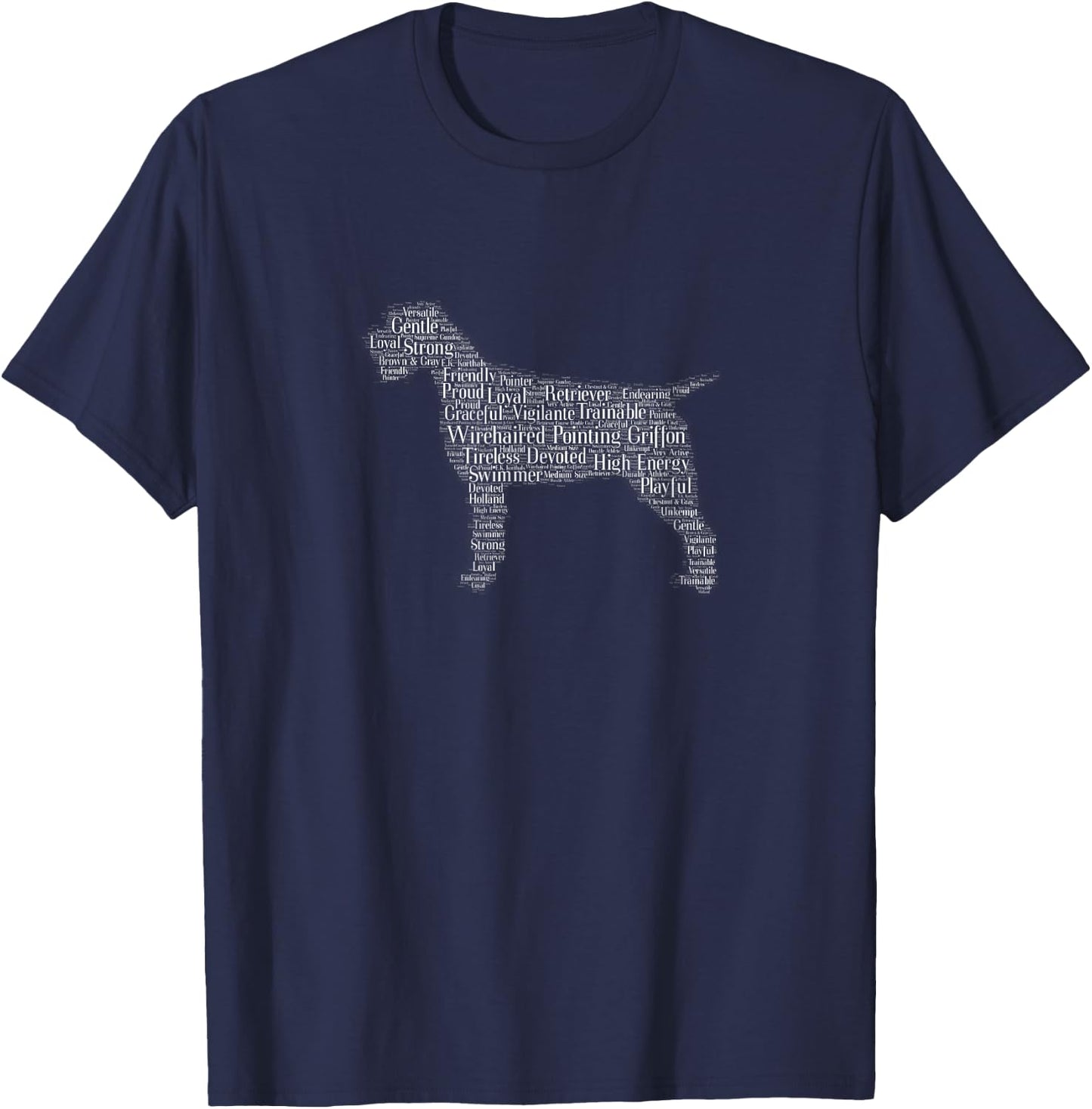 Wirehaired Pointing Griffon WPG Breed Wordcloud T-Shirt - T-Shirt | Navy