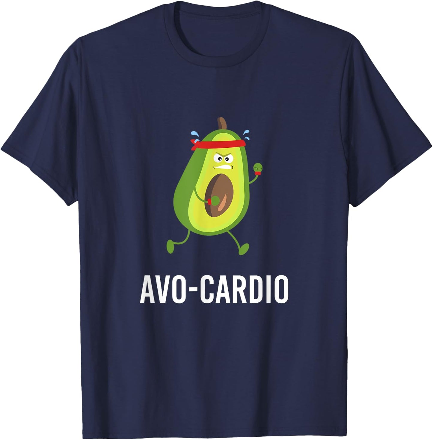 Avo-Cardio Funny Pun Workout Running Avocado T-Shirt - T-Shirt | Navy