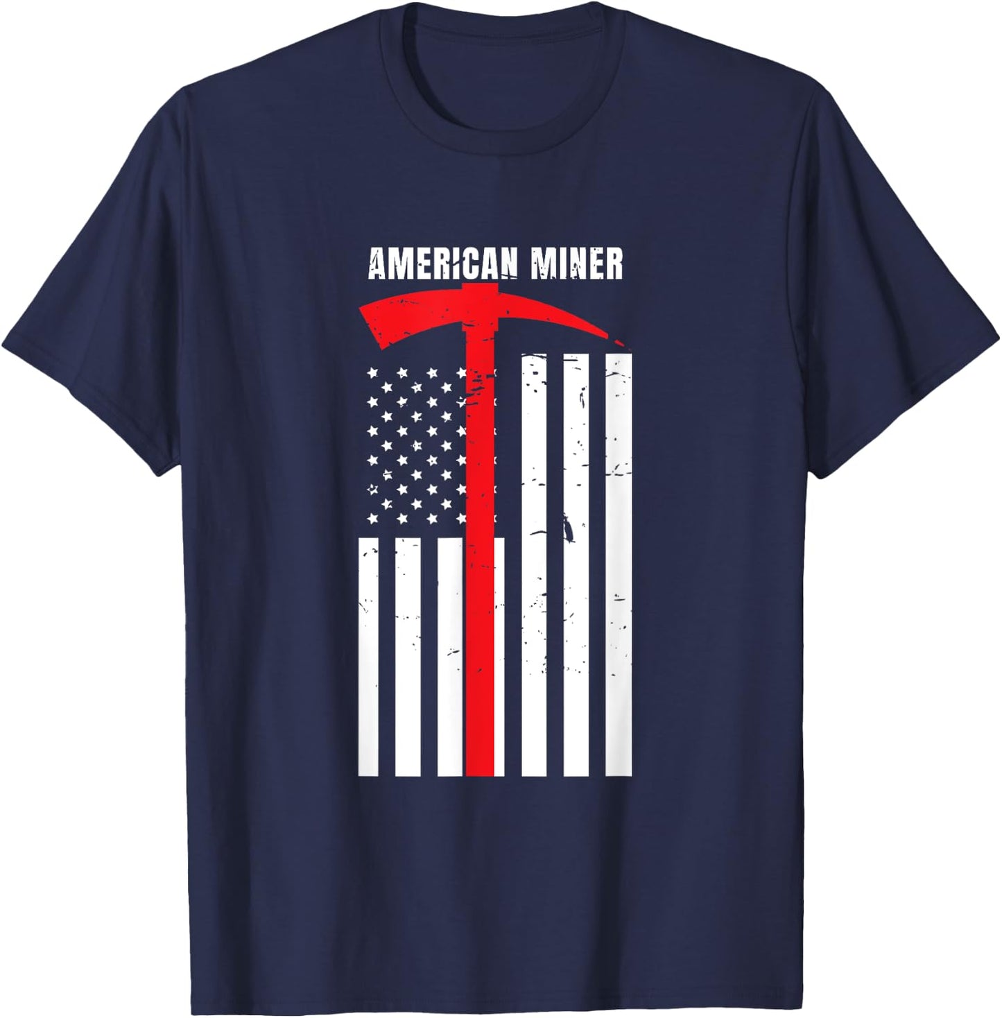 American Miner Coal Gold Pickaxe Patriotic Gift T-Shirt - T-Shirt | Navy