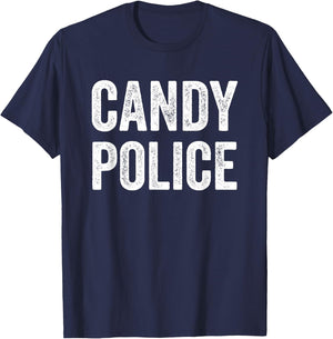 Candy Police Mom Dad Parents Fun Costume For Halloween T-Shirt - T-Shirt | Navy