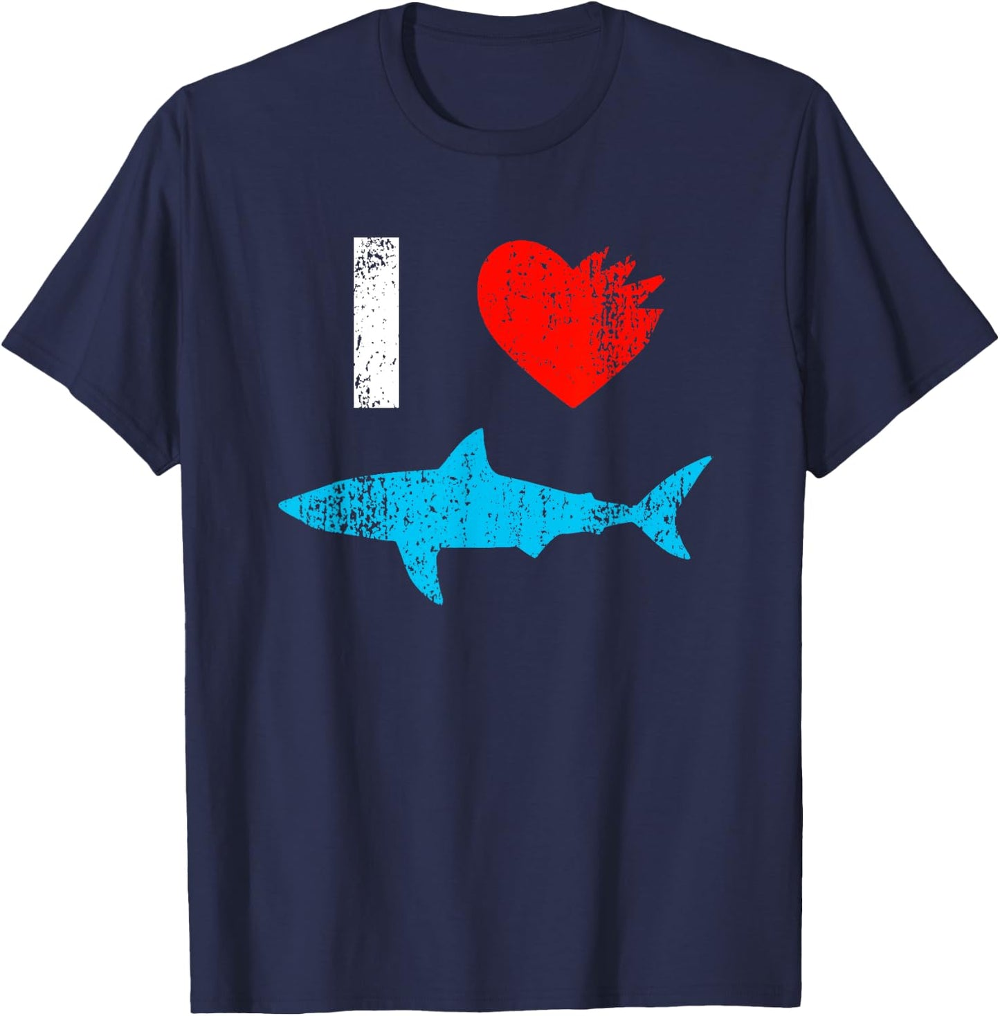 I Love Sharks Heart Bite - Marine Biology Shark Lover Gift T-Shirt - T-Shirt | Navy
