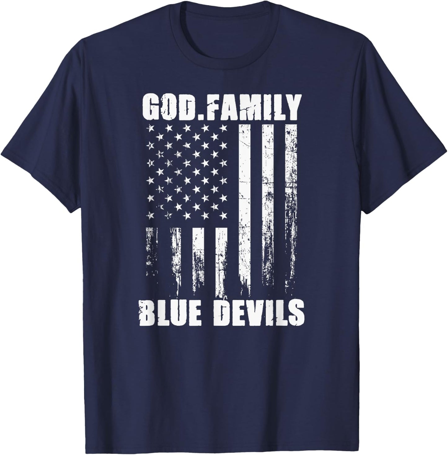 Zanesville Blue Devils God. Family. Vintage USA Flag T-Shirt - T-Shirt | Navy