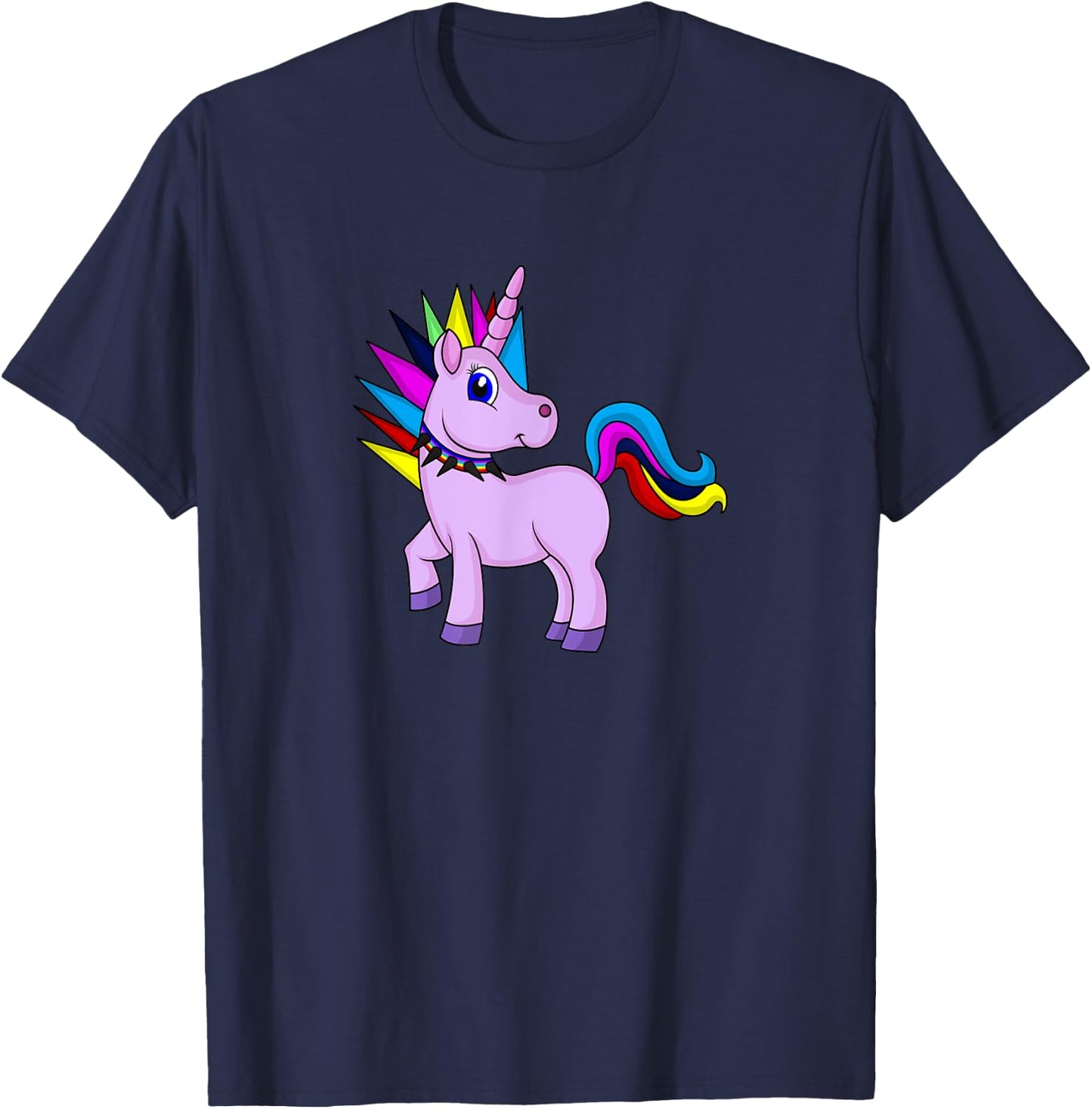 Unicorn Punk Rock Rebel I Cute & Funny T-Shirt - T-Shirt | Navy