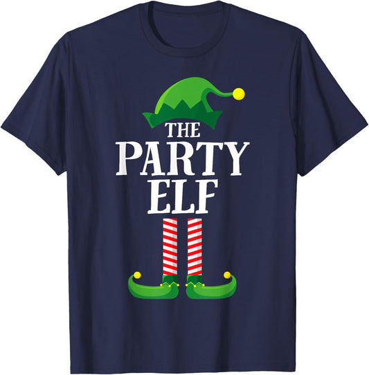 Party Elf Matching Family Group Christmas Funny Elf T-Shirt - T-Shirt | Navy
