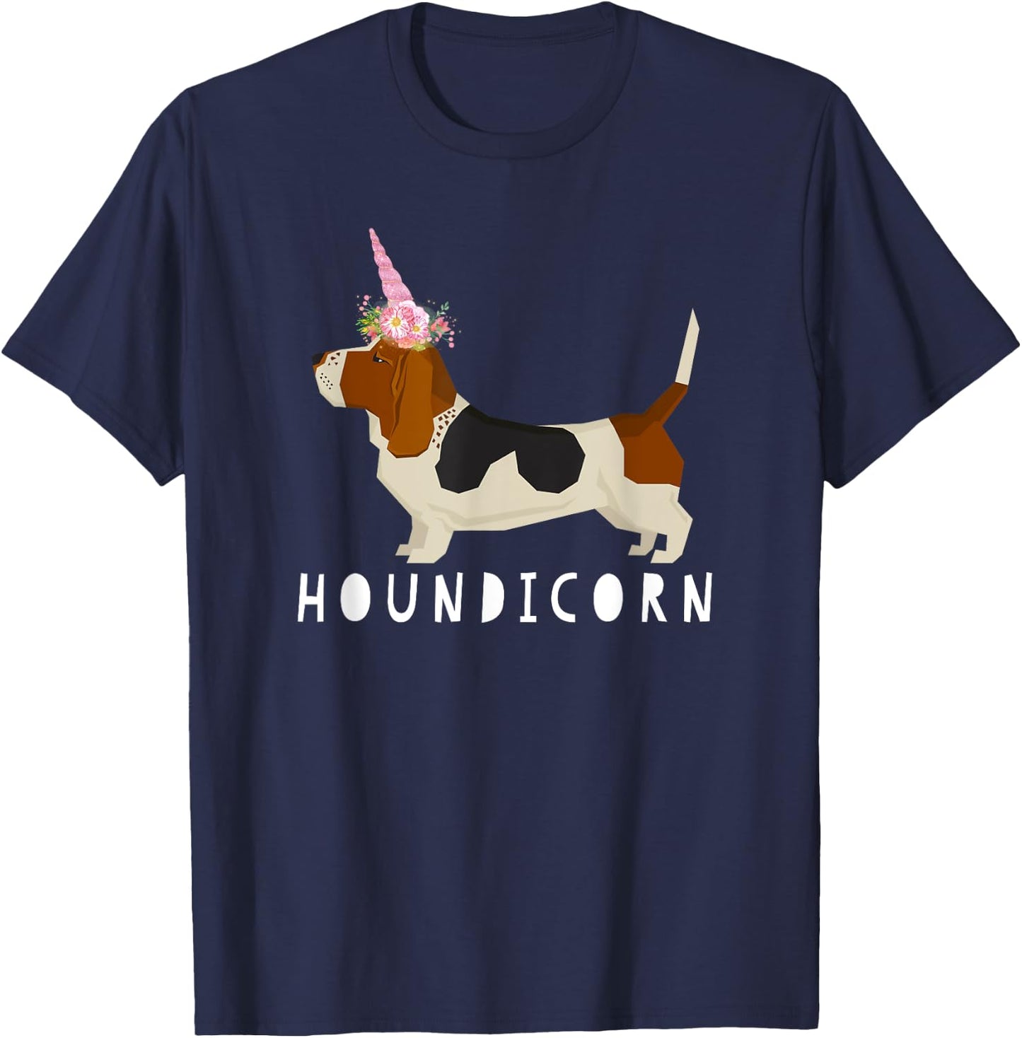 Houndicorn! Funny Basset Hound Unicorn Dog Love T Shirt Women Girls Kids T-Shirt - T-Shirt | Navy