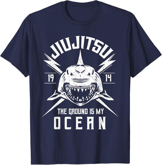 Ocean Shark Brazilian Jiu-Jitsu, MMA, BJJ T-Shirt - T-Shirt | Navy