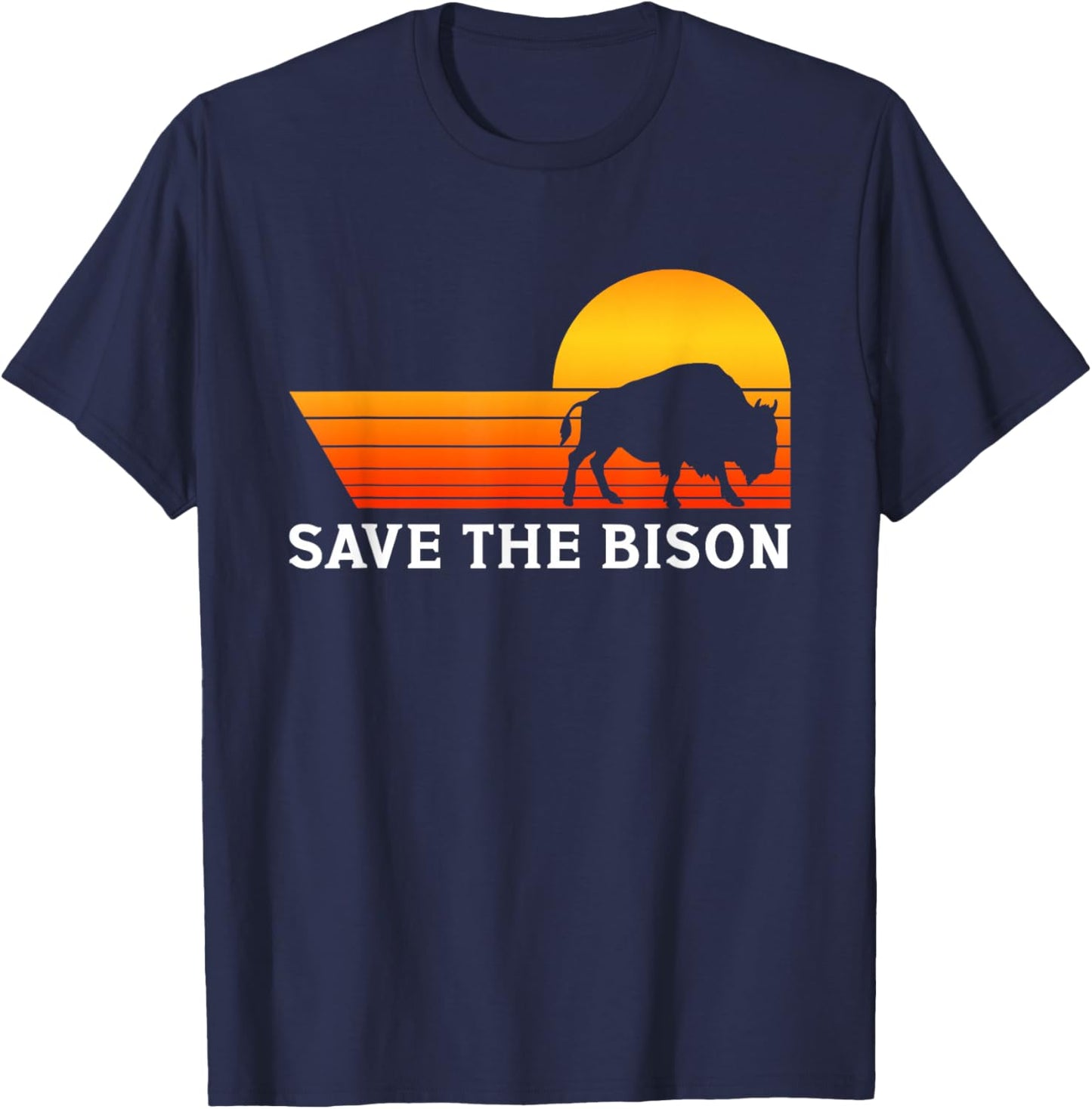 Save The Bison - Bison Buffalo T-Shirt - T-Shirt | Navy
