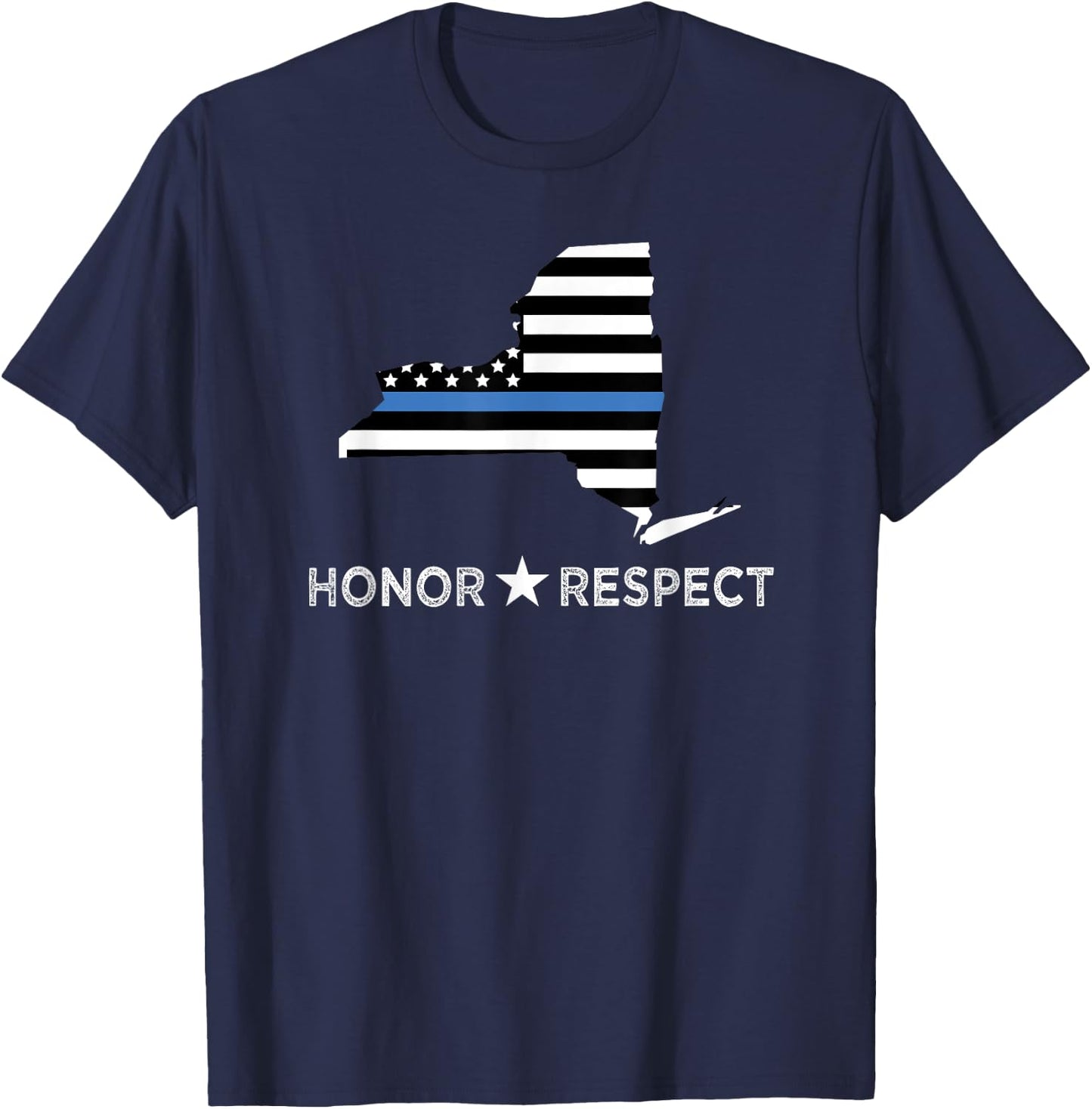 NYPD Thin Blue Line Flag LEO Support Honor Respect T-Shirt - T-Shirt | Navy