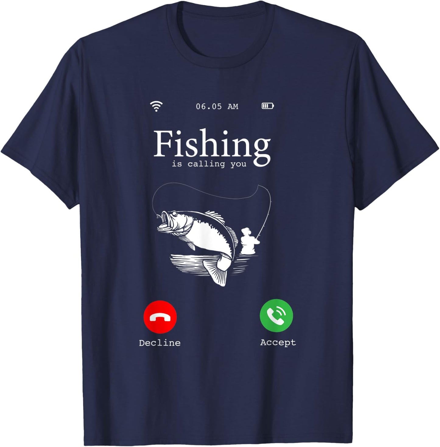 Hilarious Fishing Lovers Gift - Fishing Is Calling You Joke T-Shirt - T-Shirt | Navy