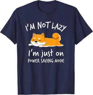 I'm not lazy Shiba Inu Shirt Loafer Dog laziness Girl Woman T-Shirt - T-Shirt | Navy