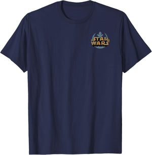 Star Wars Retro Text Logo Front & Back T-Shirt - T-Shirt | Navy