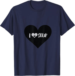 I Love Soup Gift Heart Shape Design T-Shirt - T-Shirt | Navy