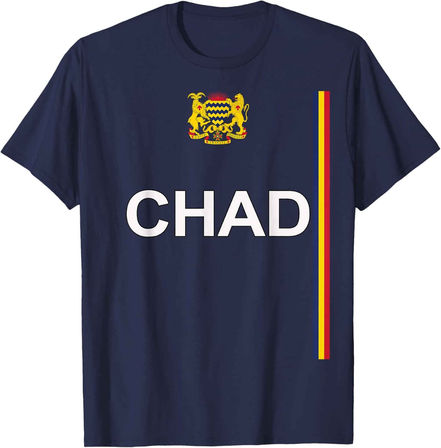 Chadian Sports-style National Coat of Arms and Flag of Chad T-Shirt - T-Shirt | Navy