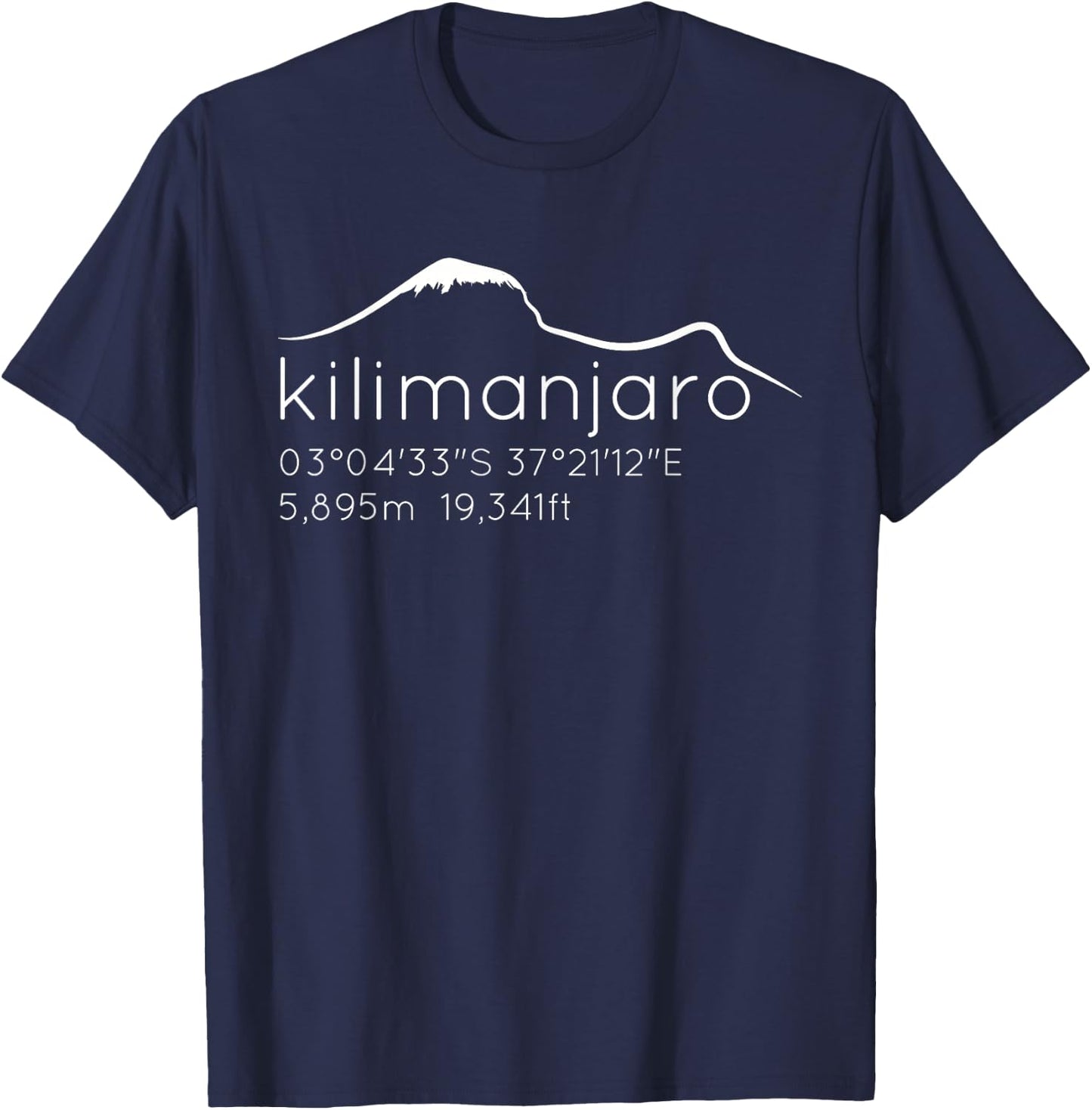 Kilimanjaro Graphic with Lat Long Elevation T-Shirt - T-Shirt | Navy