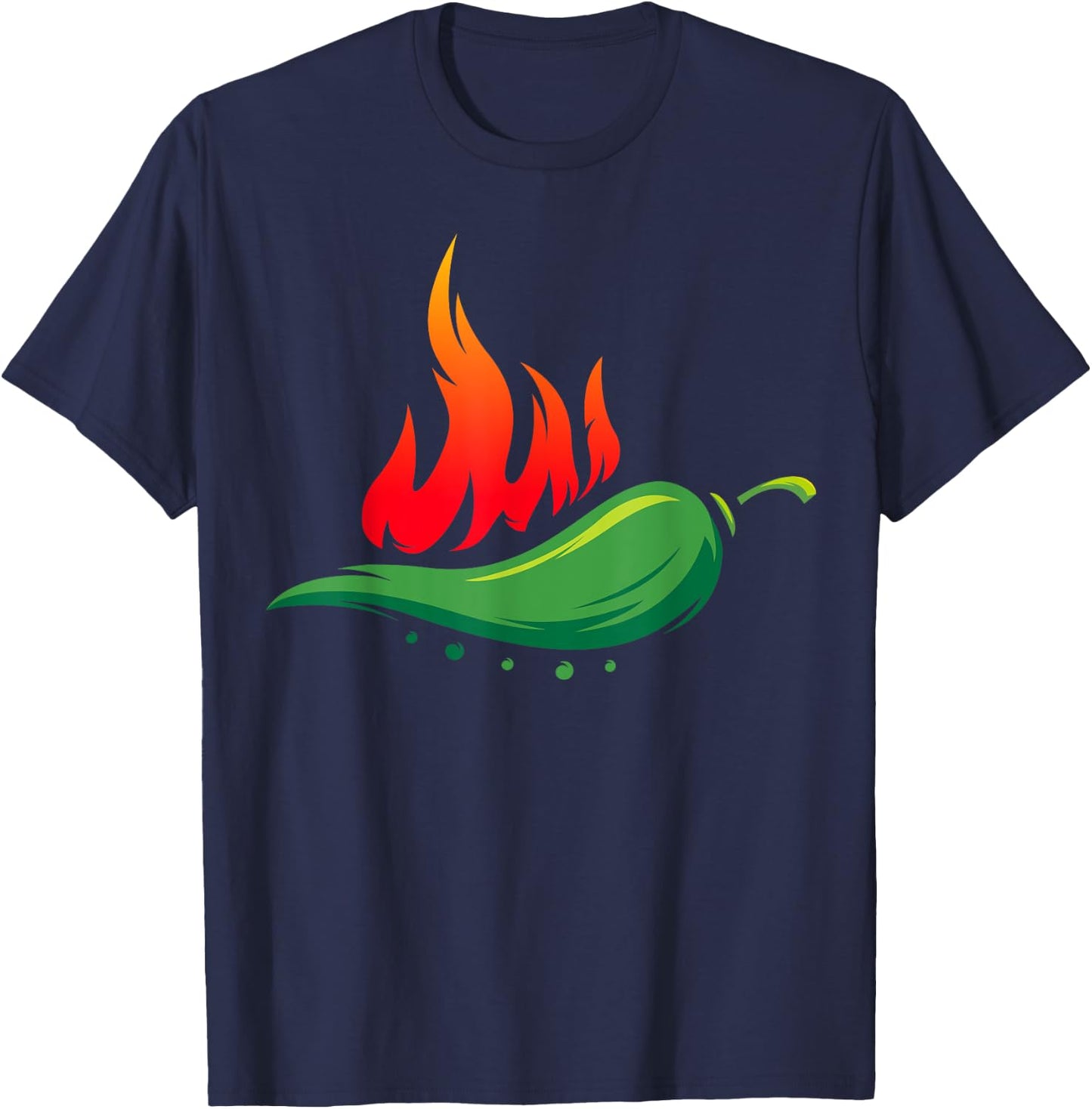 Flaming Hot Jalapeno Pepper for Spicy Mexican Food Lover T-Shirt - T-Shirt | Navy