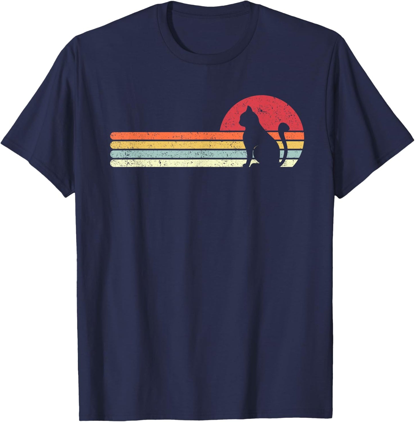 Cat Shirt. Retro Style Men Women Girls Kids T-Shirt - T-Shirt | Navy