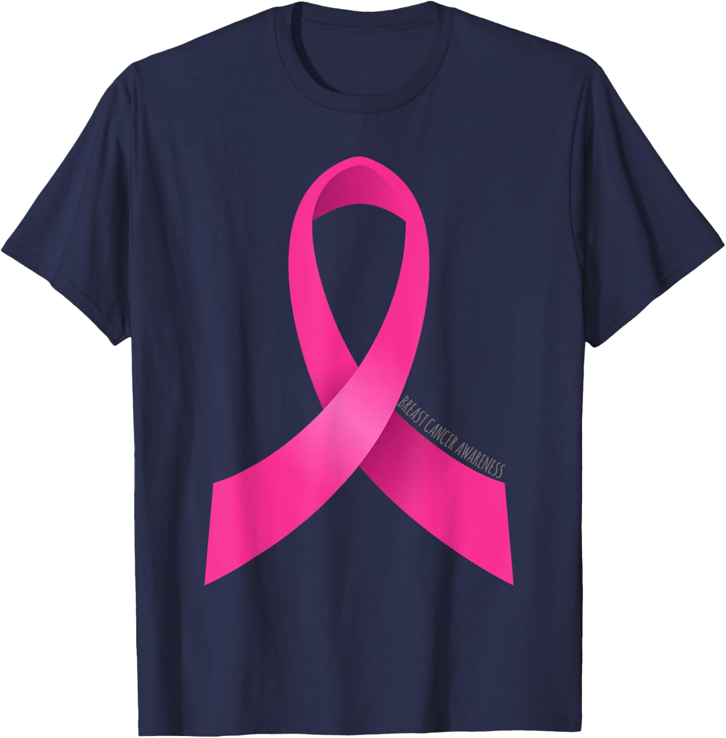 Breast Cancer Awareness Ribbon T-Shirt - T-Shirt | Navy